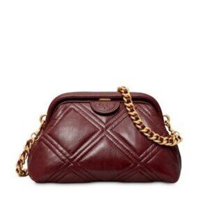 Tory Burch Fleming Small Glazed Frame Crossbody Nebbiolo